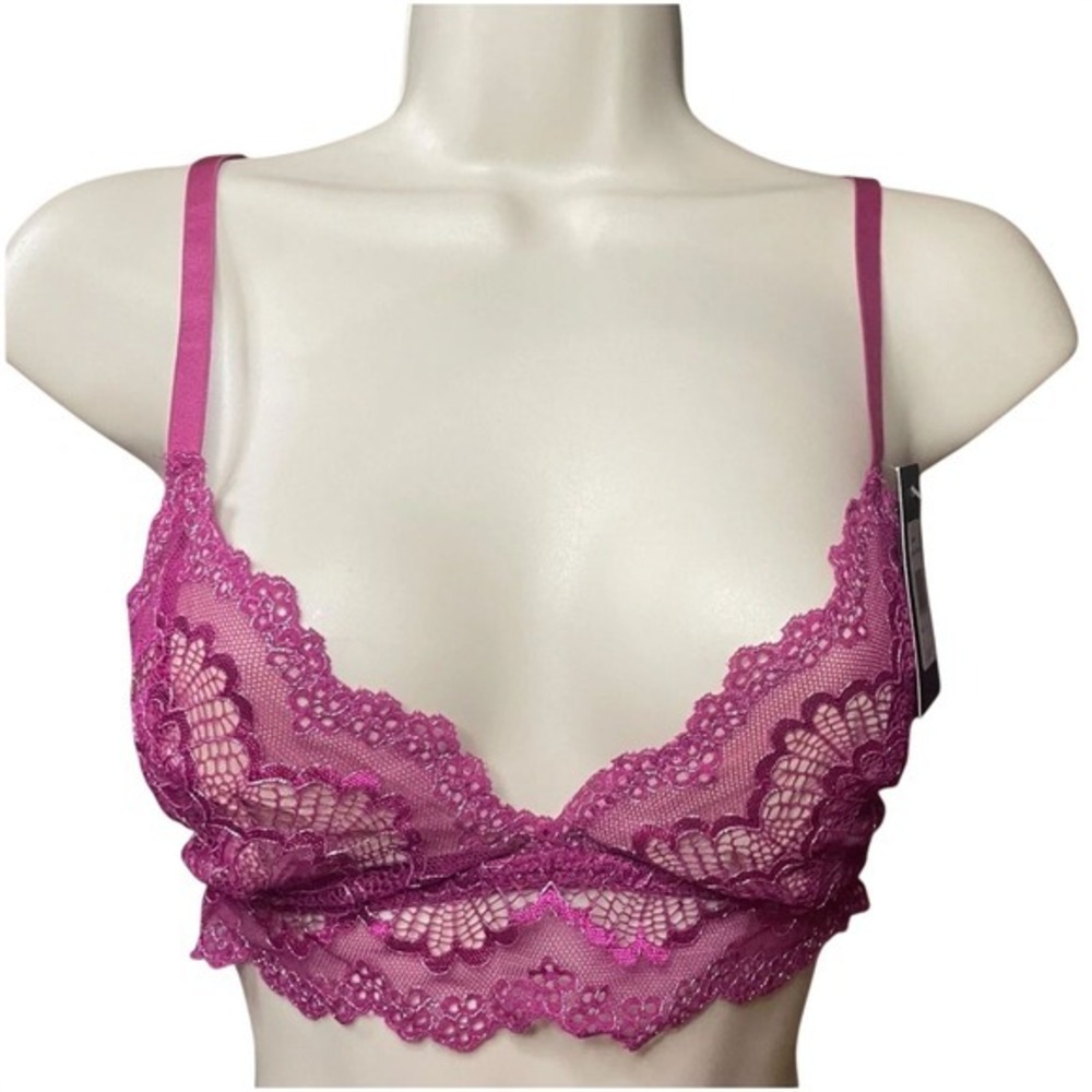 Frederick's of Hollywood Caroline Bralette Size L Large Purple Silver $29.50